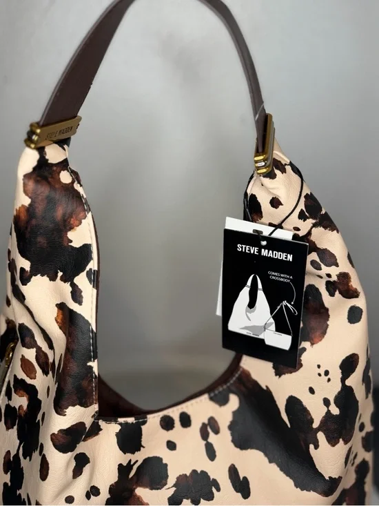 STEVE MADDEN HOBO SLOUCH SHOULDER BAG WESTERN COW  / ANIMAL PRINT TOTE NEW - Picture 7 of 13